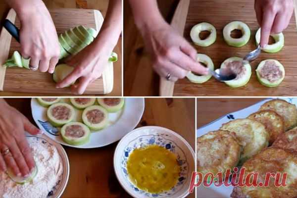 Восхитительные кабачки с мясом в кляре за 15 минут!