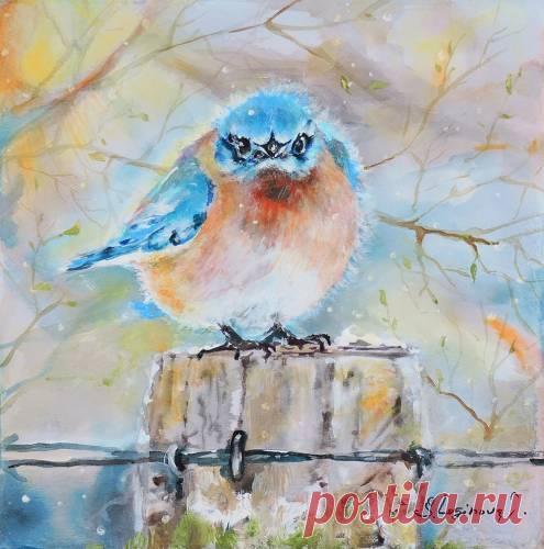 Картины (живопись) : Весенняя птичка. Автор Светлана Геннадьевна Логинова