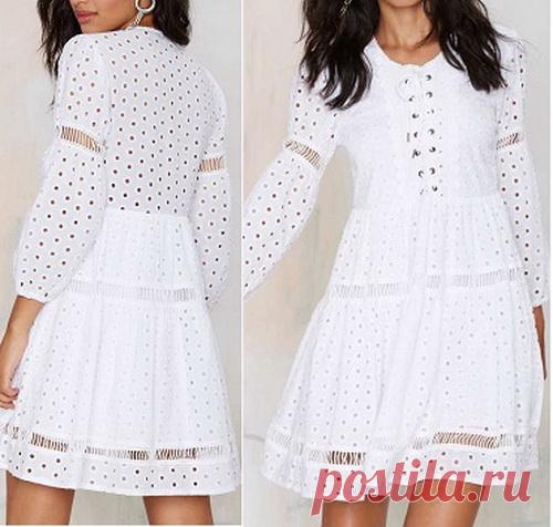 Выкройка романтического платья с длинным рукавом