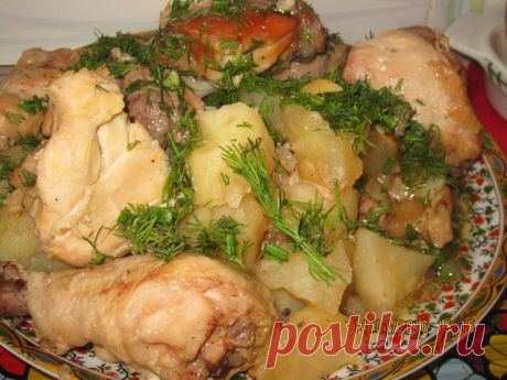 Фантастическая курица тушеная с картошкой  в банке Танцы от плиты и до компа!!
Нашла рецепт в интернете на сайте Едим дома!! И хотя,курицу запекала в банке, все таки решила попробовать запечь , да ещё в банке с картошкой.
Для рецепта потребовалось :Ку…