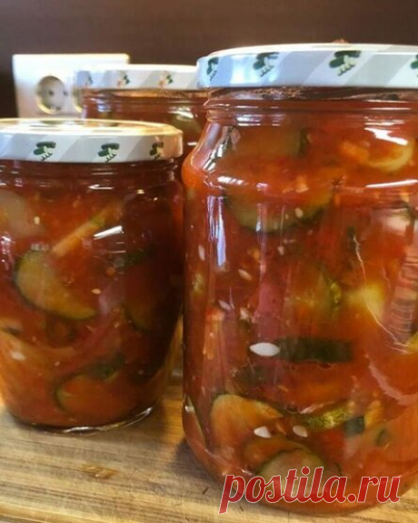 Тещин язык из огурцов с томатной пастой на зиму
