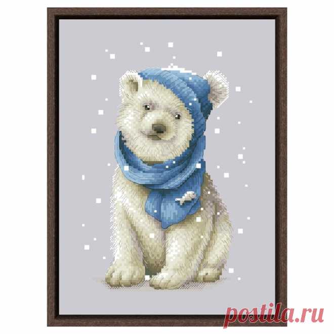 Набор для вышивки крестиком с изображением белого медведя, милые животные, пингвин, 18 карат, 14 карат, 11 карат, Серебряный холст, ткань, хлопковая, шелковая нить, вышивка, украшение своими руками