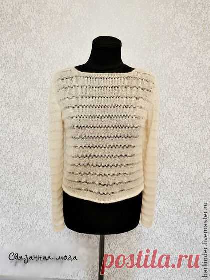 Вязаная кофточка " Creme Brulee" - кремовый,однотонный,кофточка,Кофточка вязаная