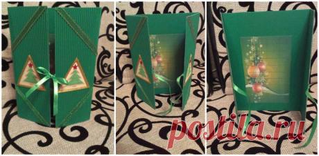 Открытка к Новому году с элементами вышивки,ручная работа.