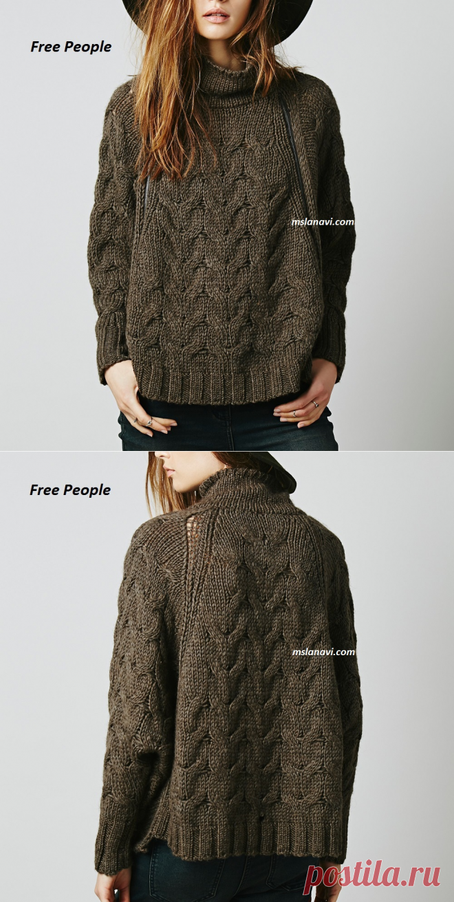 Свитер-пончо спицами от Free People | Вяжем с Лана Ви
