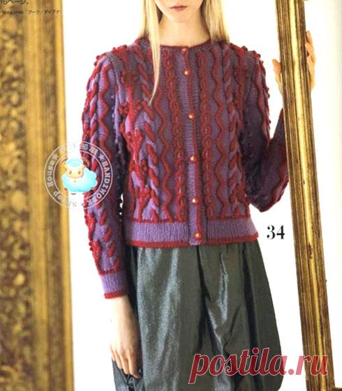 Жакет из японского журнала Вязаный спицами жакет. Схемы из японского журнала