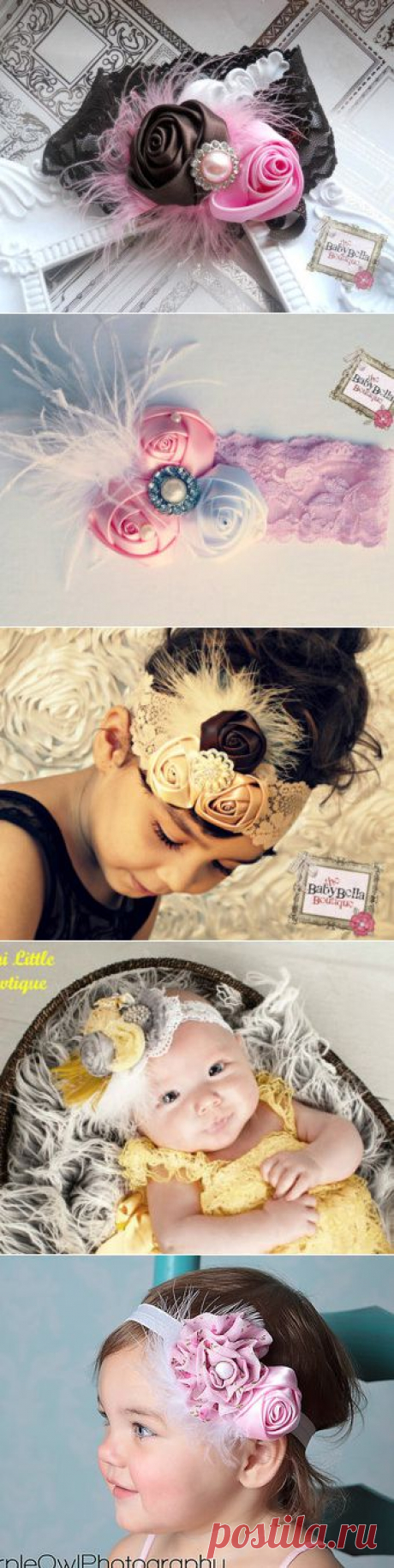 Items similar to Baby Headbands-Triple Rosette Headband- Newborn Headbands- Rosette Headbands on Etsy