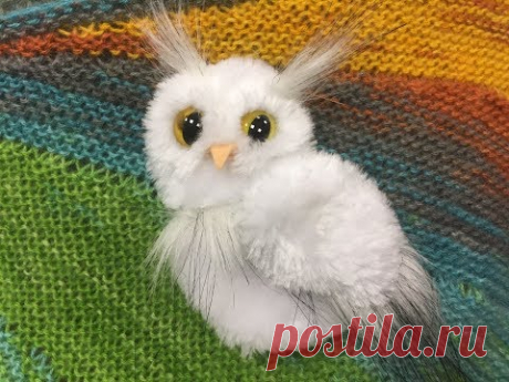 СОВА -- МЕХОВАЯ   БРОШЬ --  ШКОЛА  РУКОДЕЛИЯ  Татьяны Шелиповой.
