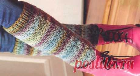 Яркие гетры из пестрой пряжи | knitt.net | Все о вязании