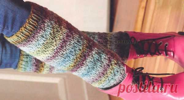 Яркие гетры из пестрой пряжи | knitt.net | Все о вязании