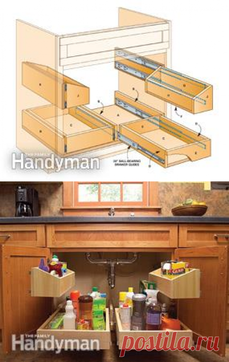 Как построить Кухня Раковина для хранения лотков | Семья Разнорабочий