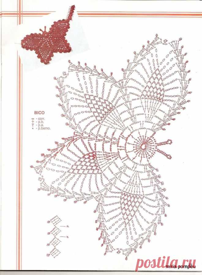 Мотивы крючком, которые можно использовать для салфеток, одежды и аксессуаров - большая подборка схем бабочек | Рекомендательная система Пульс Mail.ru