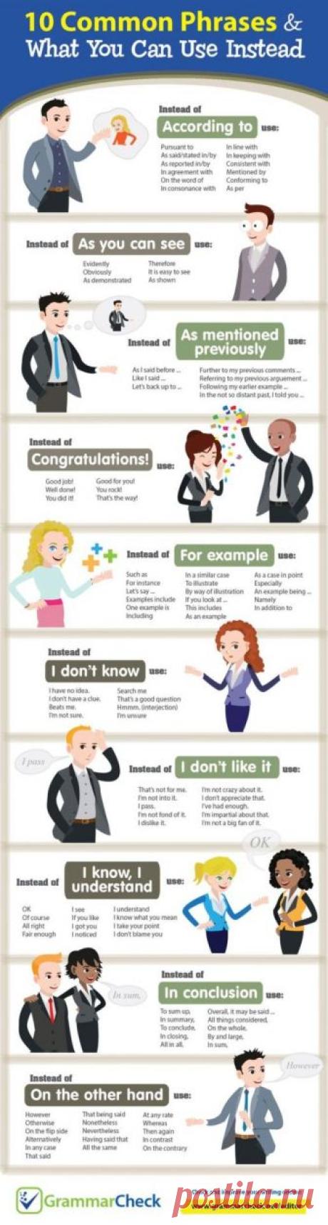 hellolearnenglishwithantriparto: “ 10 Common Phrases and What to Use Instead #learnenglish ”