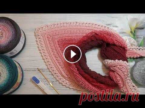 Шарф женский, ажурный бактус крючком Шарф женский, ажурный бактус крючком...