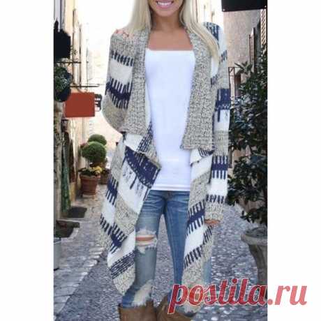 Wholesale Stylish Long Sleeve Knitted Irregular Loose-Fitting Cardigan For Women (AS THE PICTURE,S), Sweater &amp; Cardigan - Rosewholesale.com
