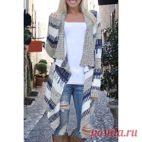Wholesale Stylish Long Sleeve Knitted Irregular Loose-Fitting Cardigan For Women (AS THE PICTURE,S), Sweater & Cardigan - Rosewholesale.com