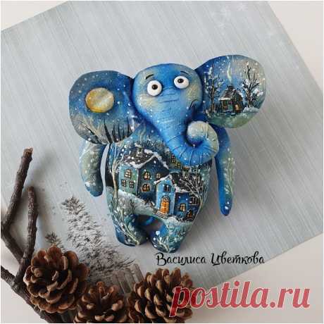 Синий слон. Слоник #слон #слоник #синийслон #слоняшки #текстильнаягрушка #грунтованныйтекстиль #ручнаяработа #хендмейд