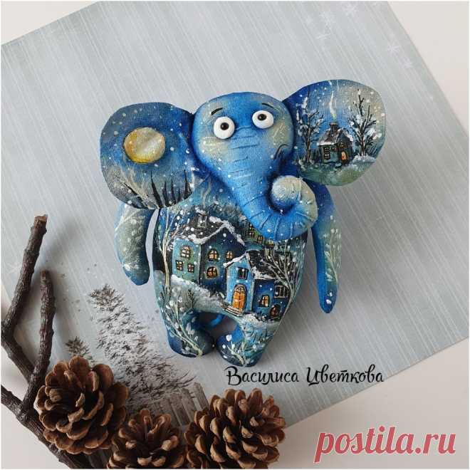 Синий слон. Слоник #слон #слоник #синийслон #слоняшки #текстильнаягрушка #грунтованныйтекстиль #ручнаяработа #хендмейд
