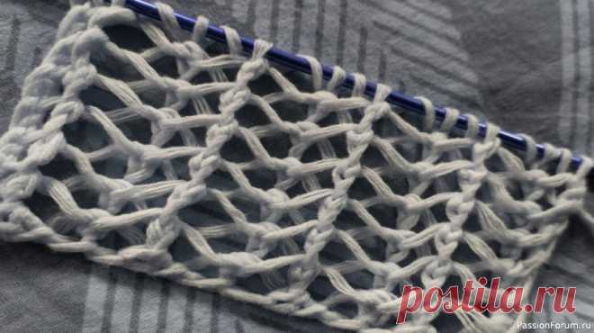 Двусторонний узор-сеточка ''Птичий принт''. Видео МК | Вязание спицами для начинающих Сеточка двусторонняя.