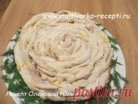 Мясной пирог «Чайная роза» в мультиварке |