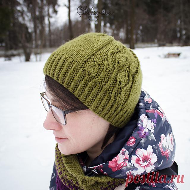 (+2) Весенняя женская шапка «Ode to spring» (вязание спицами)