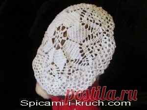 летний ажурный берет крючком