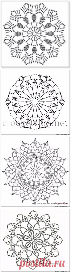 Круглые мотивы крючком схемы