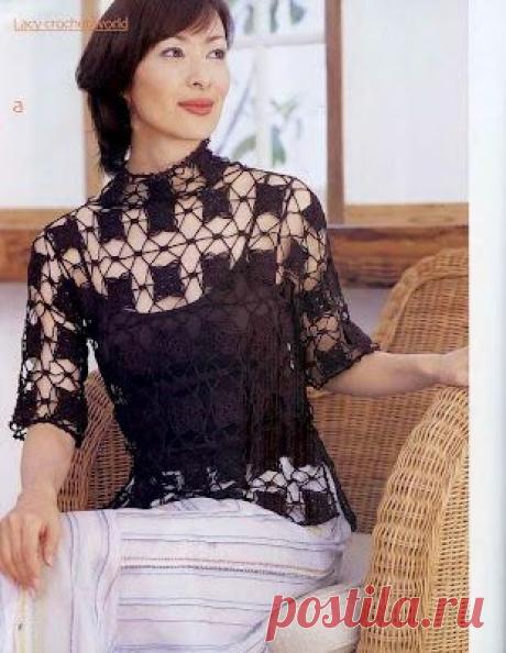 Крючком блузка.