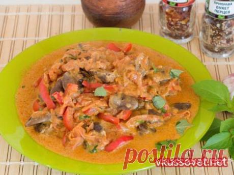 Куриные сердечки с овощами