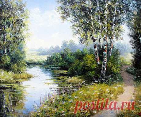 Край березовый, необъятный... Художник Синев Евгений.