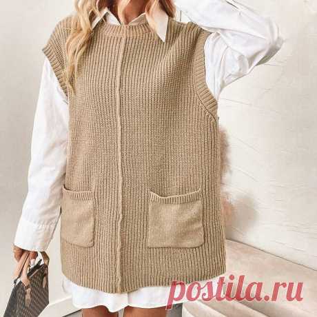 Вязаная безрукавка — простая, стильная и комфортная вещь в гардеробе. Идеи для вязания спицами | Вяжем вместе! | Дзен
