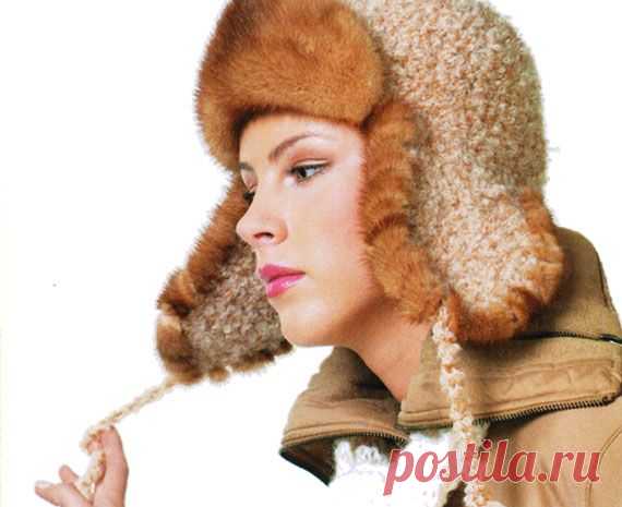 Шапка-ушанка спицами | Вязаные шапки