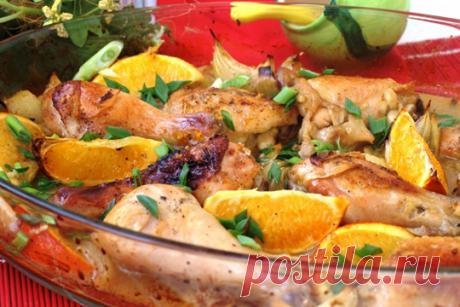 Курочка запечённая с апельсинами и луком — Journal women❜s