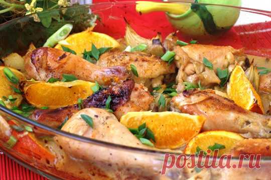 Курочка запечённая с апельсинами и луком — Journal women❜s