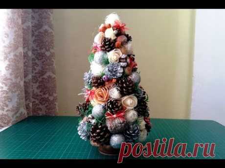 ДЕКОРАТИВНАЯ ЕЛКА ИЗ ШИШЕК, ОРЕХОВ И ЦВЕТОВ,МК/ ORIGINAL X-MAS TREE/ ARBOL DE NAVIDAD FÁCIL