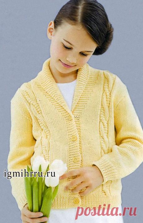 ЖАКЕТ С КОСАМИ ДЛЯ ДЕВОЧКИ