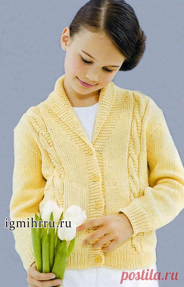 ЖАКЕТ С КОСАМИ ДЛЯ ДЕВОЧКИ