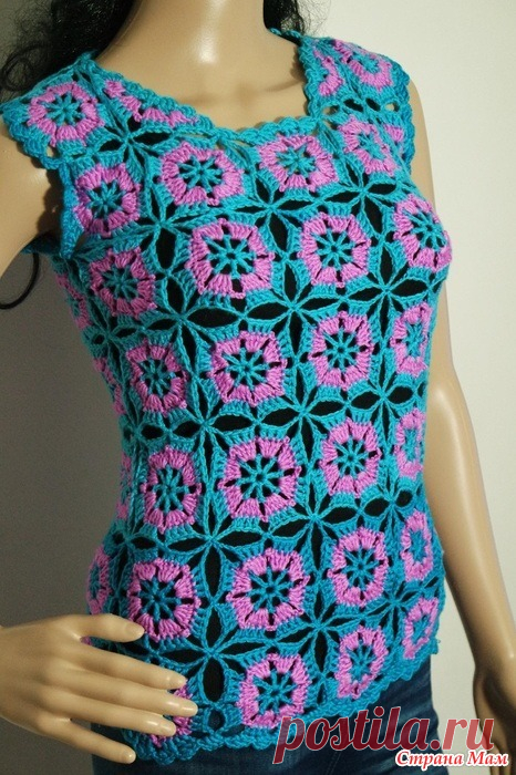 Видео мастер-класс: Как связать летний топ крючком Такую майку-топ сможет связать каждый, даже начинающий мастер. Очень стильная и модная вещица. Отлично смотрится с летними брюками или юбкой. Связана из хлопка.