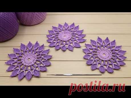 Вязание крючком КРУГЛЫЙ МОТИВ для ирландского кружева МАСТЕР-КЛАСС Crochet Flower Motif