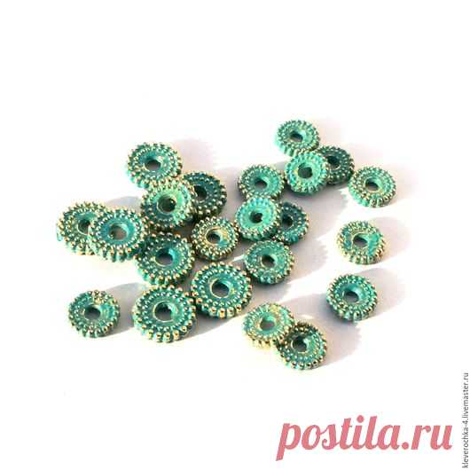 Купить 10 шт/ Бусины 7,5 мм цвет золото с патиной спейсеры разделители