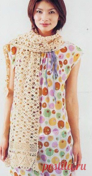 Бежевый палантин связан крючком - Шали,шарфы,палантины - Вязание крючком -МАСТЕР-КЛАССЫ ПО РУКОДЕЛИЮ- Страна рукоделия