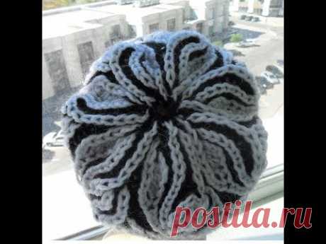 Шапка спицами&quot; Бриошь &quot;часть 3 (завершение) brioche hat» (Шапка #13)