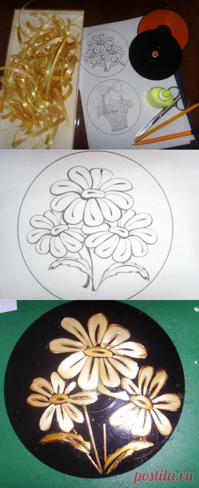 Делаем магнитное панно из компакт-диска и соломенной ленты - Ярмарка Мастеров - ручная работа, handmade