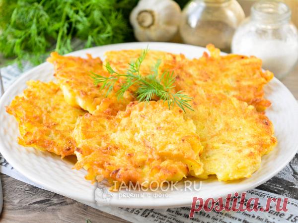 Драники с луком и чесноком — рецепт с фото Популярные оладьи из тертого картофеля с добавлением яиц, лука и муки. Для дополнительного аромата добавьте немного чеснока - блюдо станет еще вкуснее. Жарьте драники на сковороде до румяной корочки, по желанию дополните готовые оладьи сметаной или любым другим соусом. Подавайте сразу, с пылу с жару, пока они горячие и хрустящие.