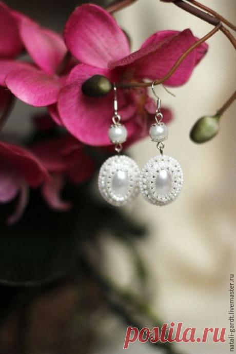 Купить Серьги свадебные Нежность - белый, серьги ручной работы, серьги с подвесками, серьги с жемчугом