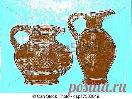 Stock Photo of The two ancient jug - Digital computer graphic csp17502649 - Search Stock Images, Photographs, Pictures, and Clipart Photos