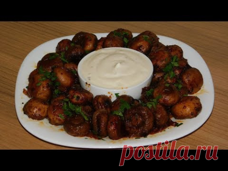 Шампиньоны с чесночным соусом. Шампиньоны как на Рождественском рынке в Германии.