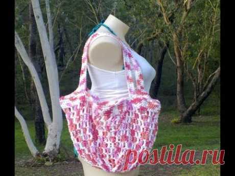 Mesh Market Bag 2 Handles Crochet Tutorial
