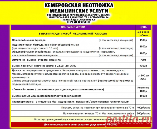 Платные услуги / Услуги / Платная скорая помощь «Кемеровская Неотложка»