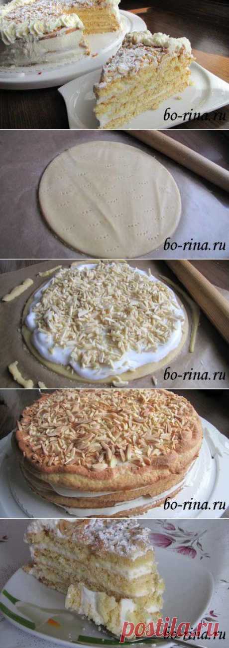 Сметанный торт с миндалём | Вкусно и красиво!